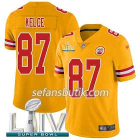 Kansas City Chiefs Tröjor Travis Kelce 87 Nike Gold 2020 Super Bowl LIV - Herr